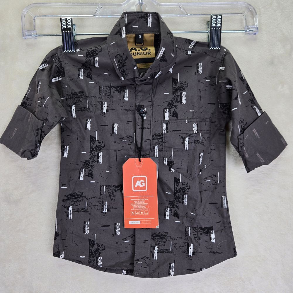 NWT AG Junior Infant‎ Boys Shirt Size 0 Gray Casual Western Kidcore Grunge Art